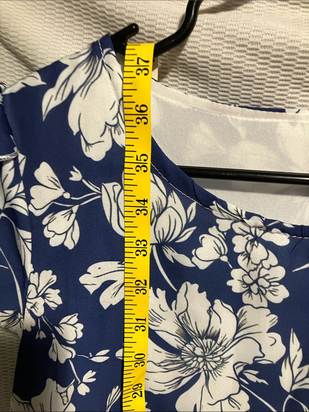 Women's Blue Floral Midi Dress with White Print - Picture 6 of 8